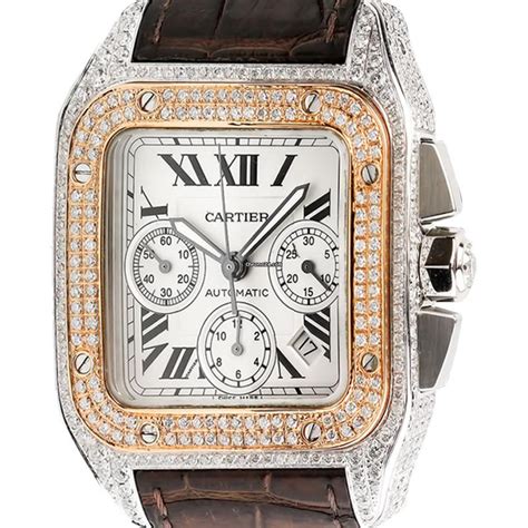 cartier santos 1575|cartier santos 100 diamond bezel.